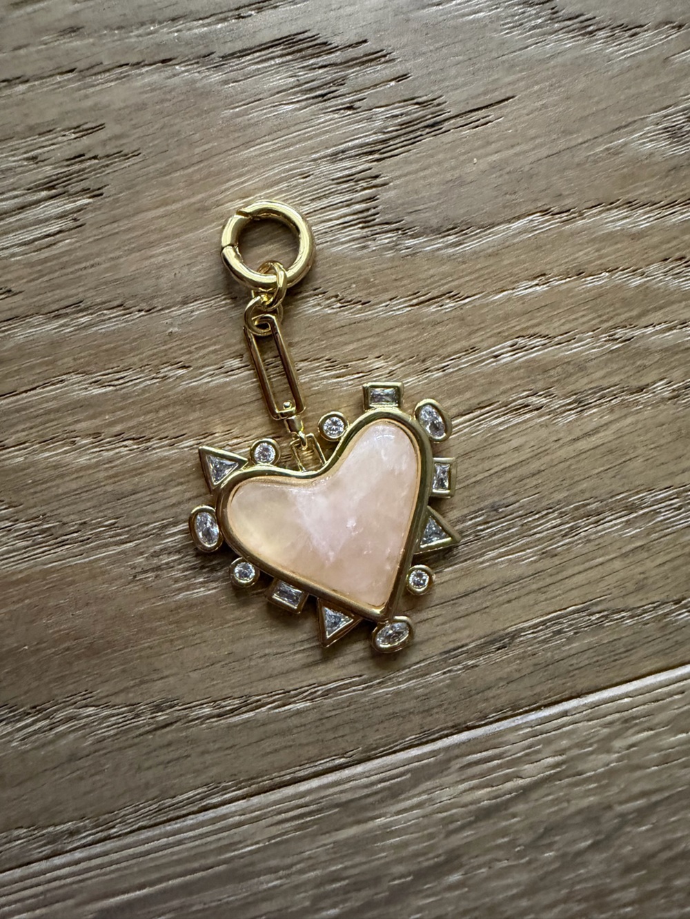 Mignonne Gavigan Gold-Tone Heart Charm with Pink Center and Crystal Accents